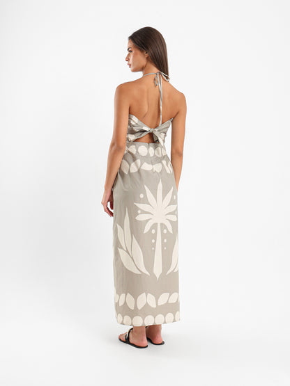 Palm Tree Print Maxi Dress
