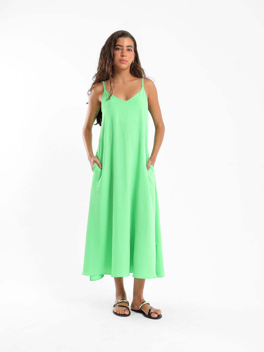Midi Dress With Spaghetti Straps
