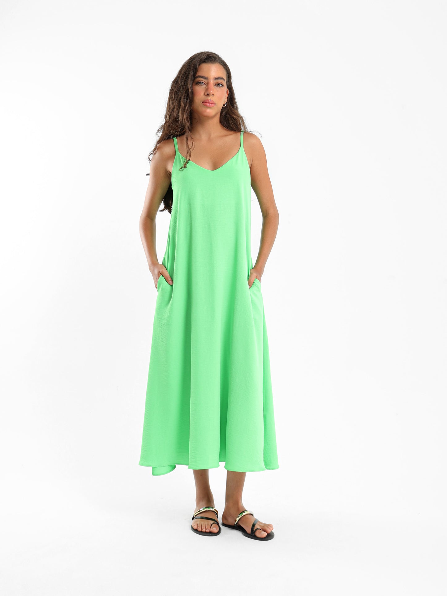 Midi Dress With Spaghetti Straps