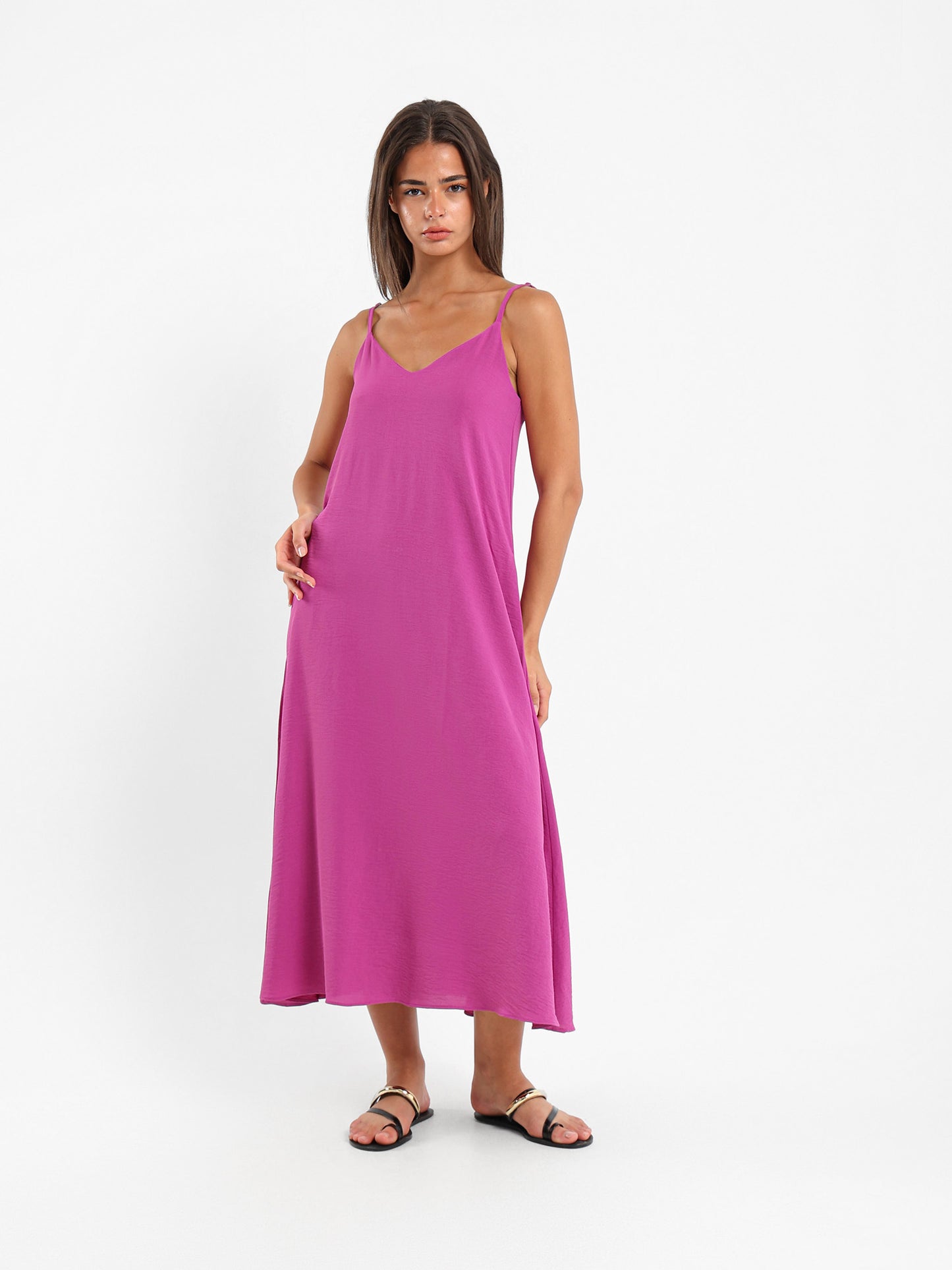 Midi Dress With Spaghetti Straps