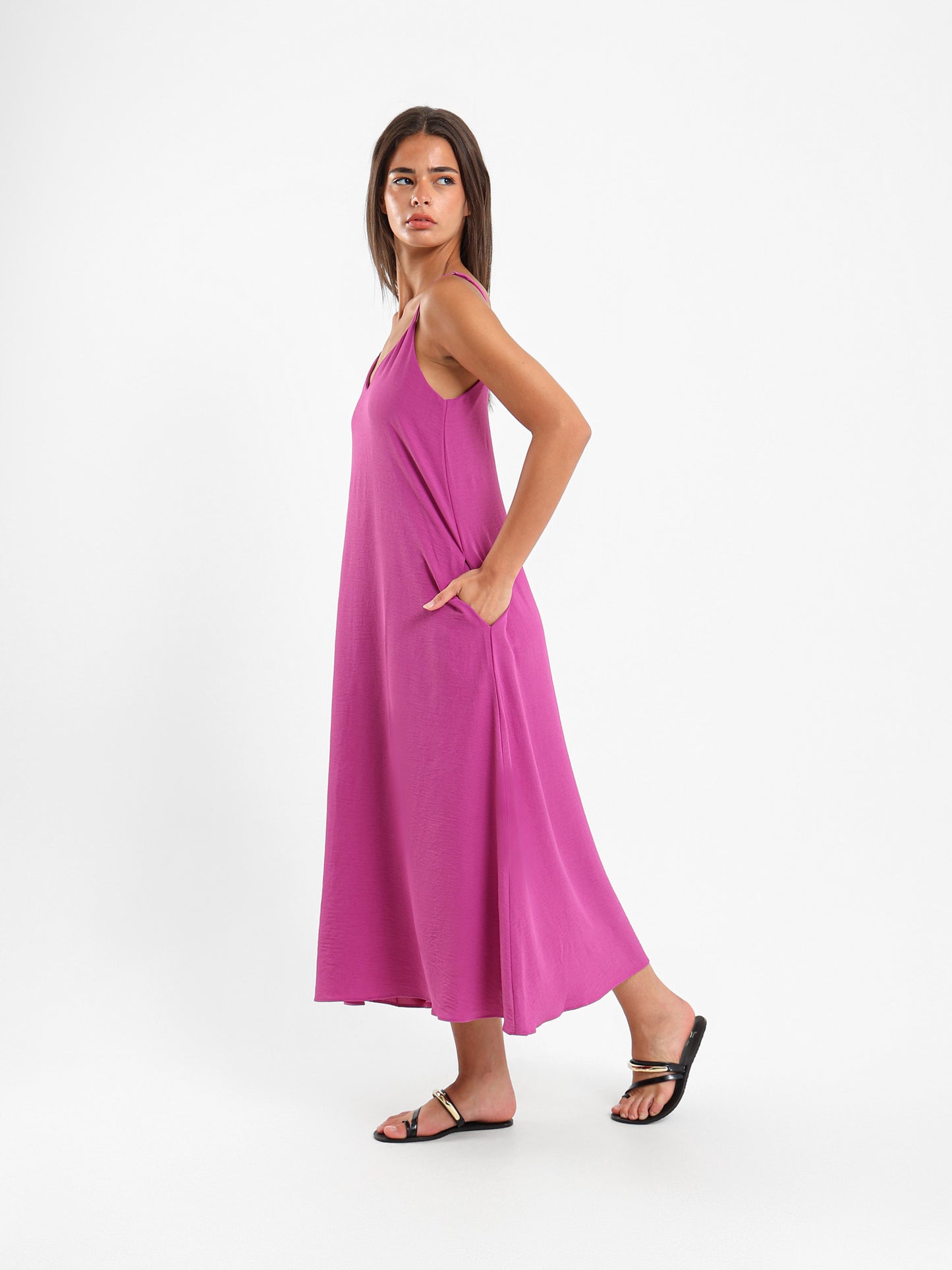 Midi Dress With Spaghetti Straps