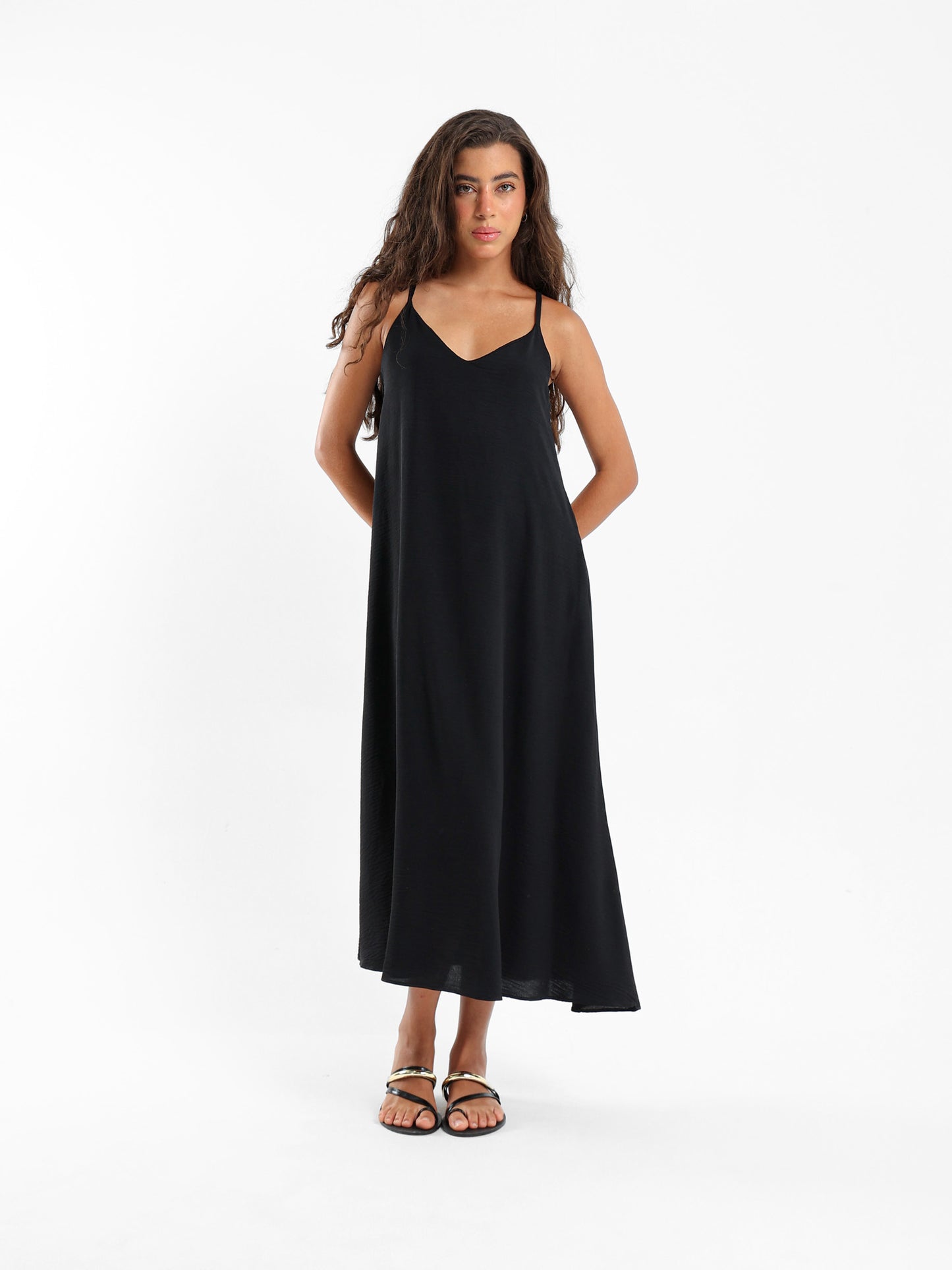 Midi Dress With Spaghetti Straps