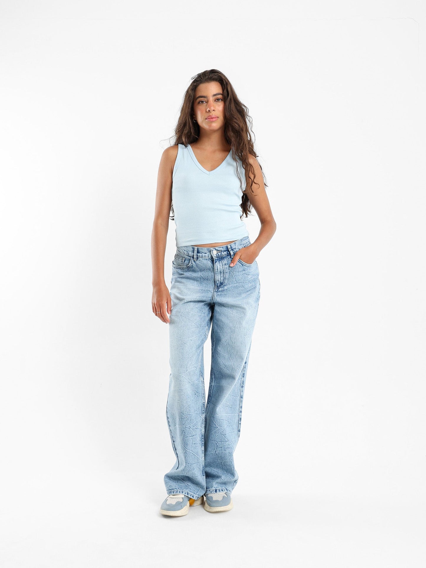 Ribbed V-Neck Sleeveless Top