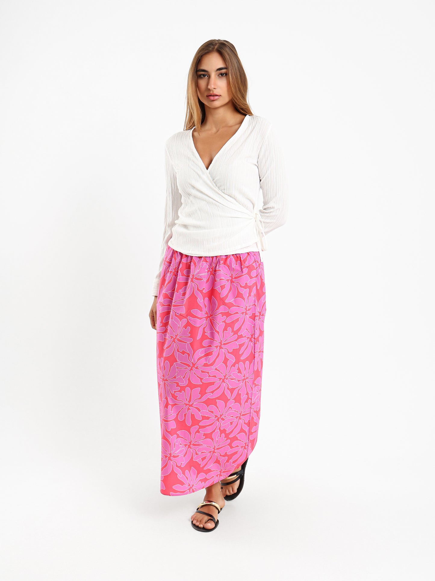 Textured Front Wrap Blouse