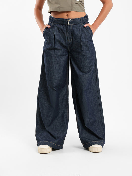 Tencel Belted Wide-Leg Pants