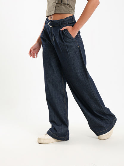 Tencel Belted Wide-Leg Pants