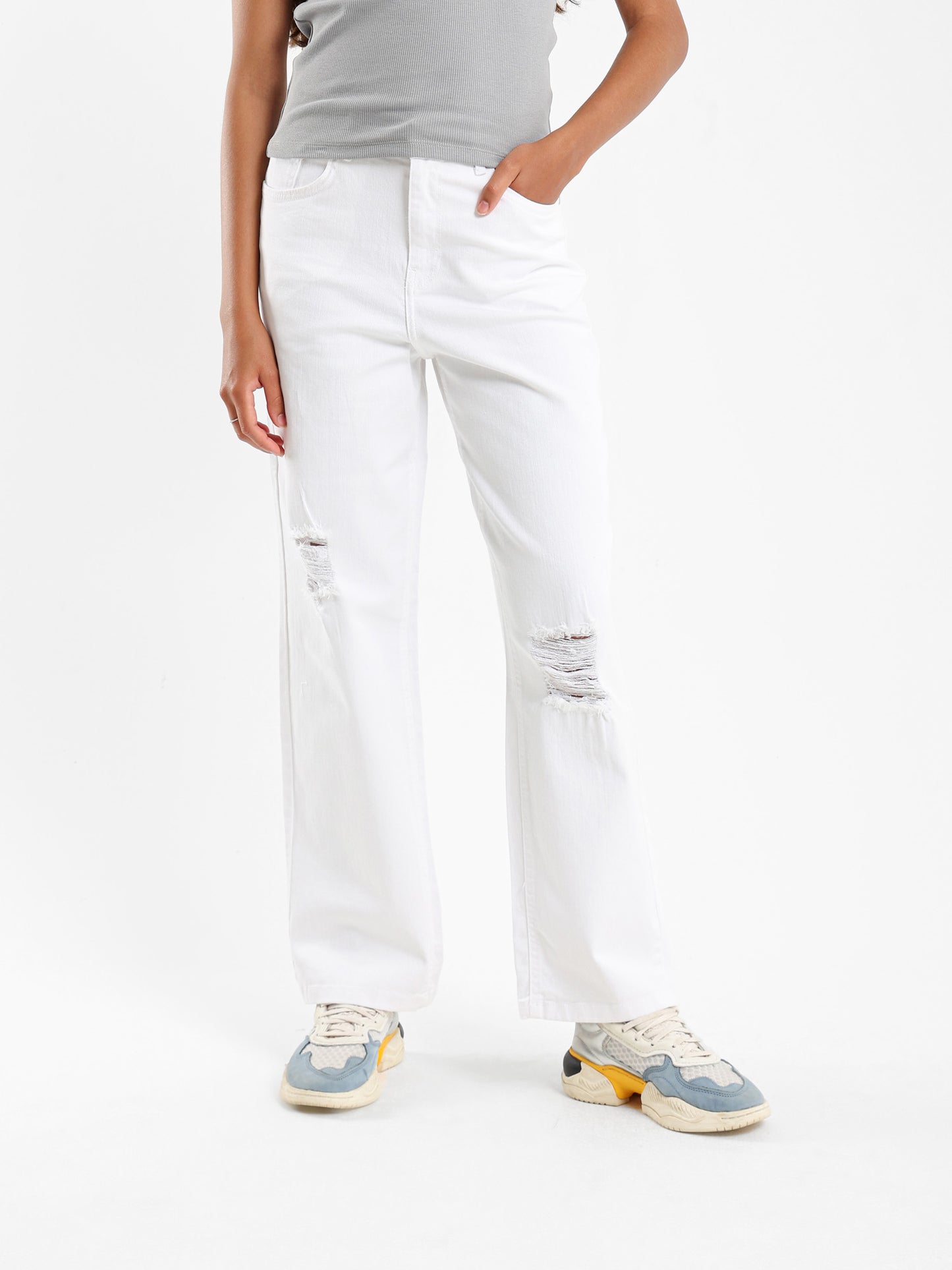 Ripped Wide Leg Jeans