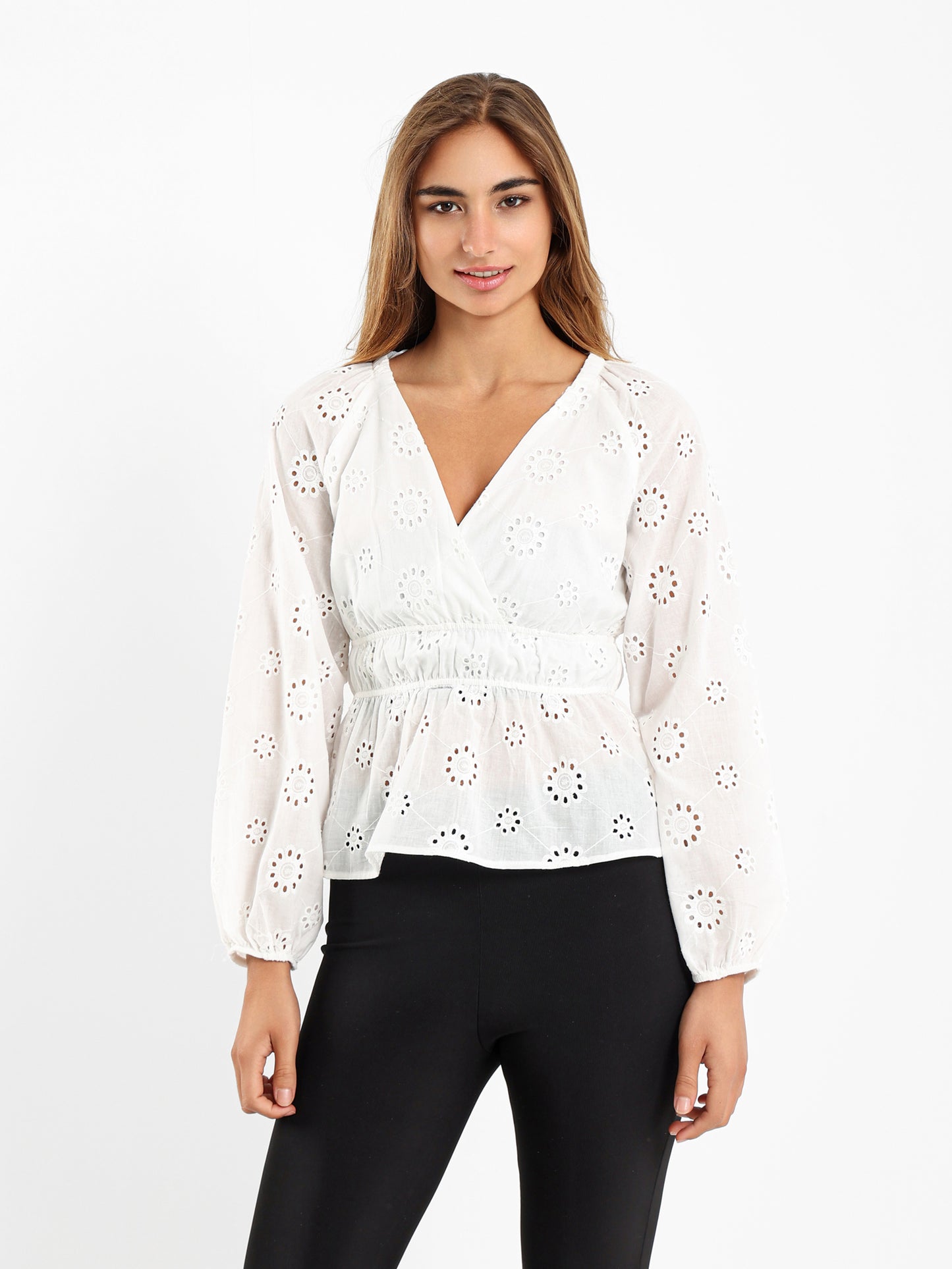 Perforated Long Sleeves Blouse