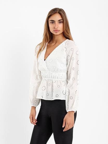 Perforated Long Sleeves Blouse