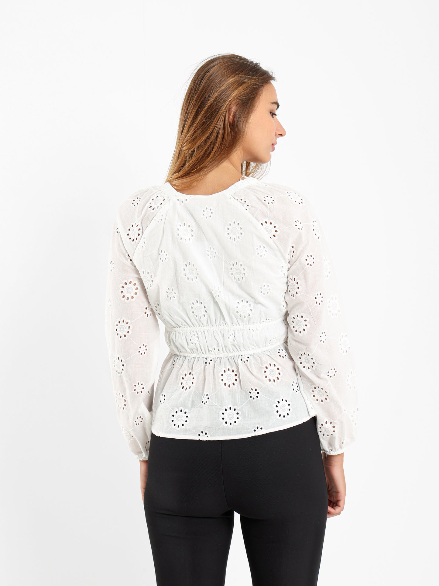 Perforated Long Sleeves Blouse