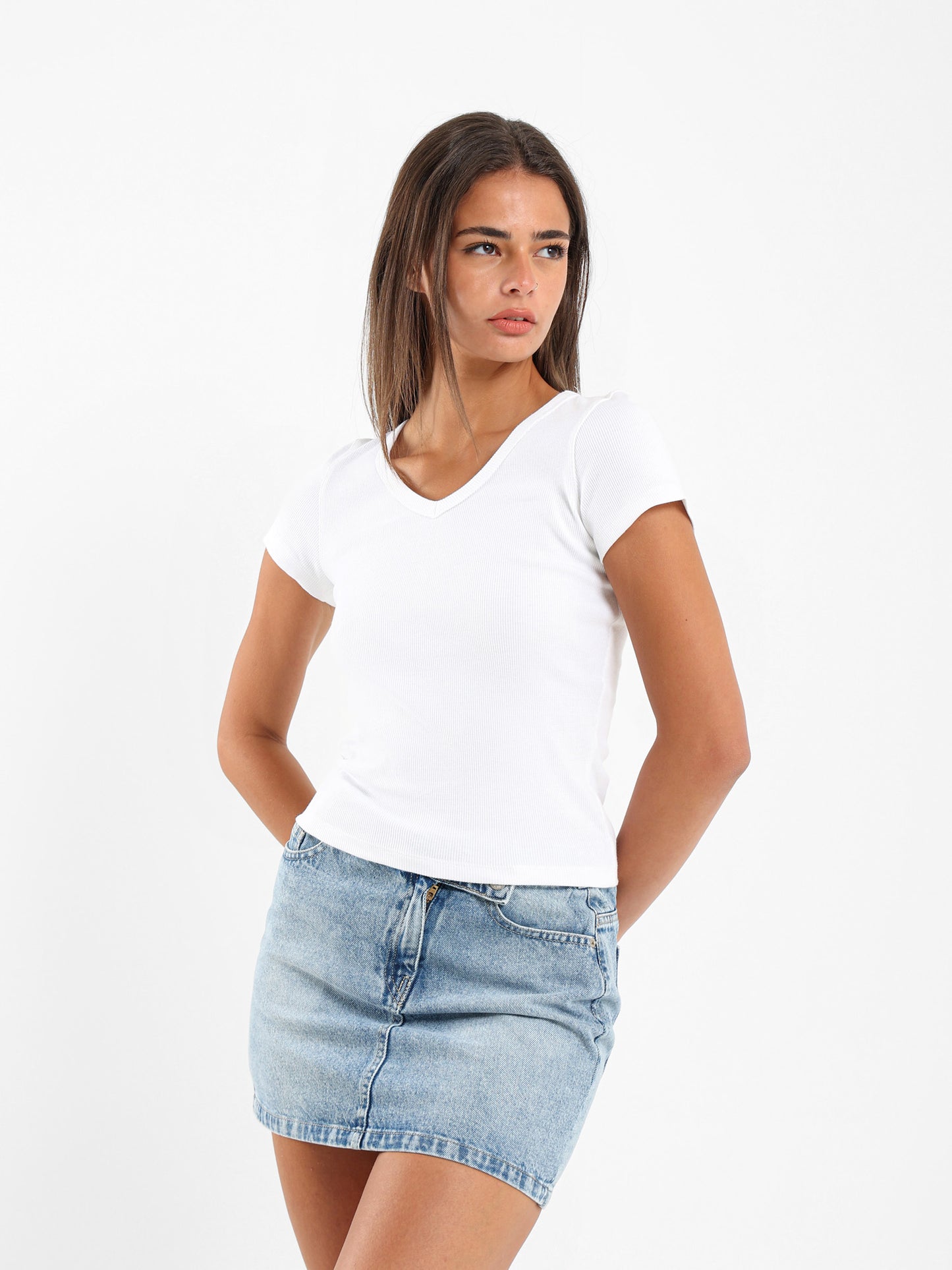V-Neck Cropped Derby Top