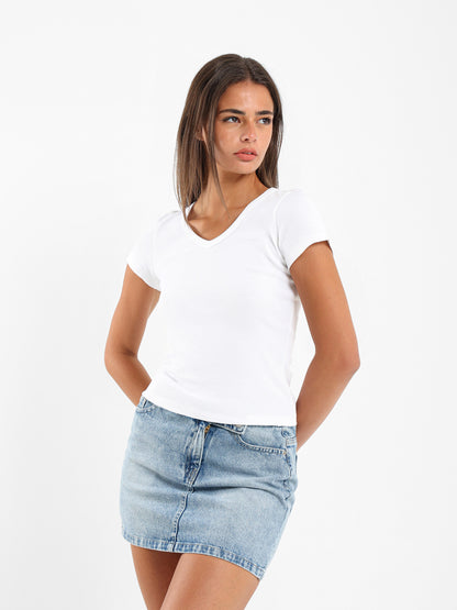 V-Neck Cropped Derby Top