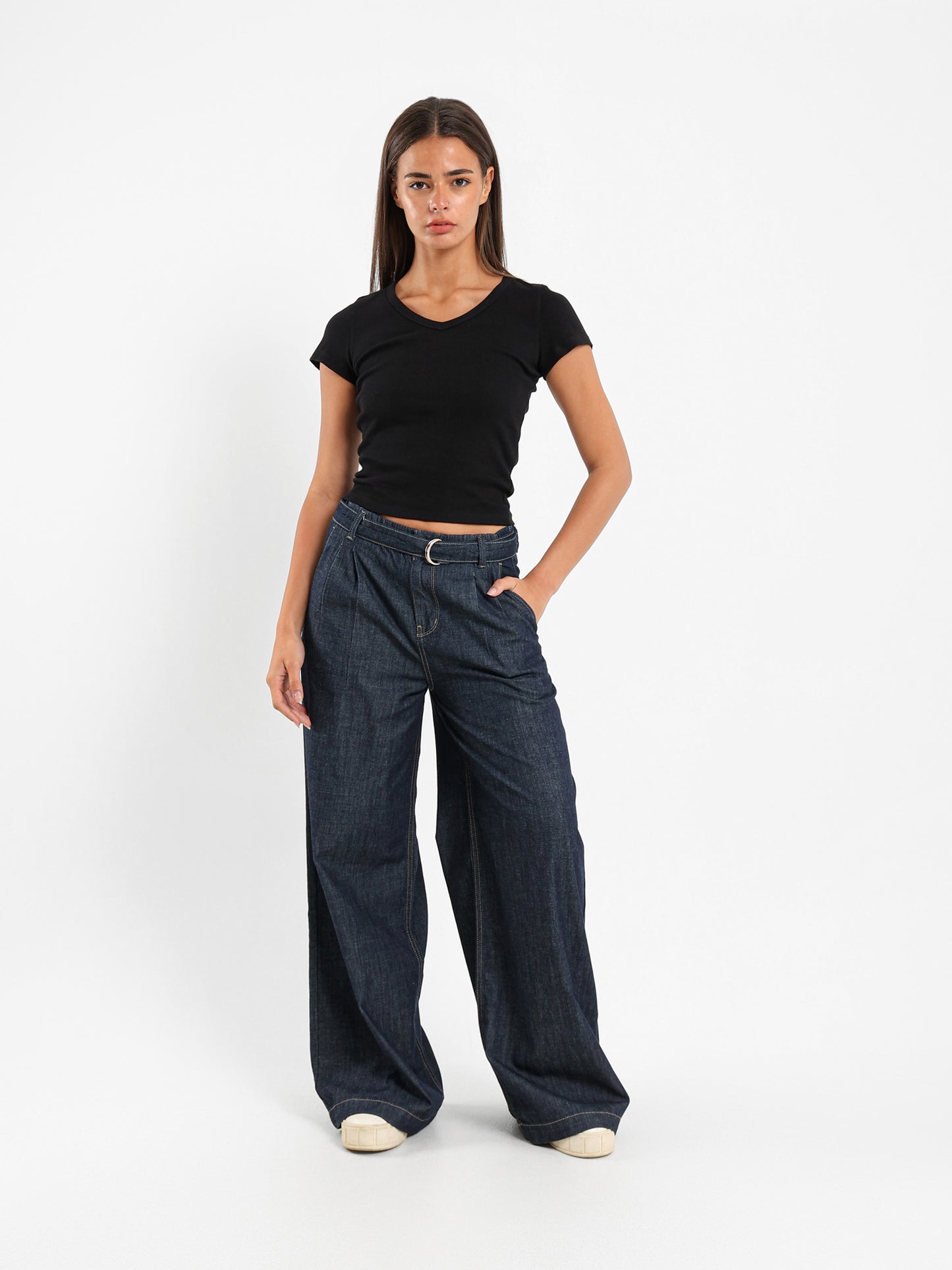 V-Neck Cropped Derby Top