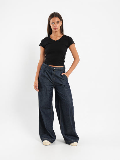 V-Neck Cropped Derby Top