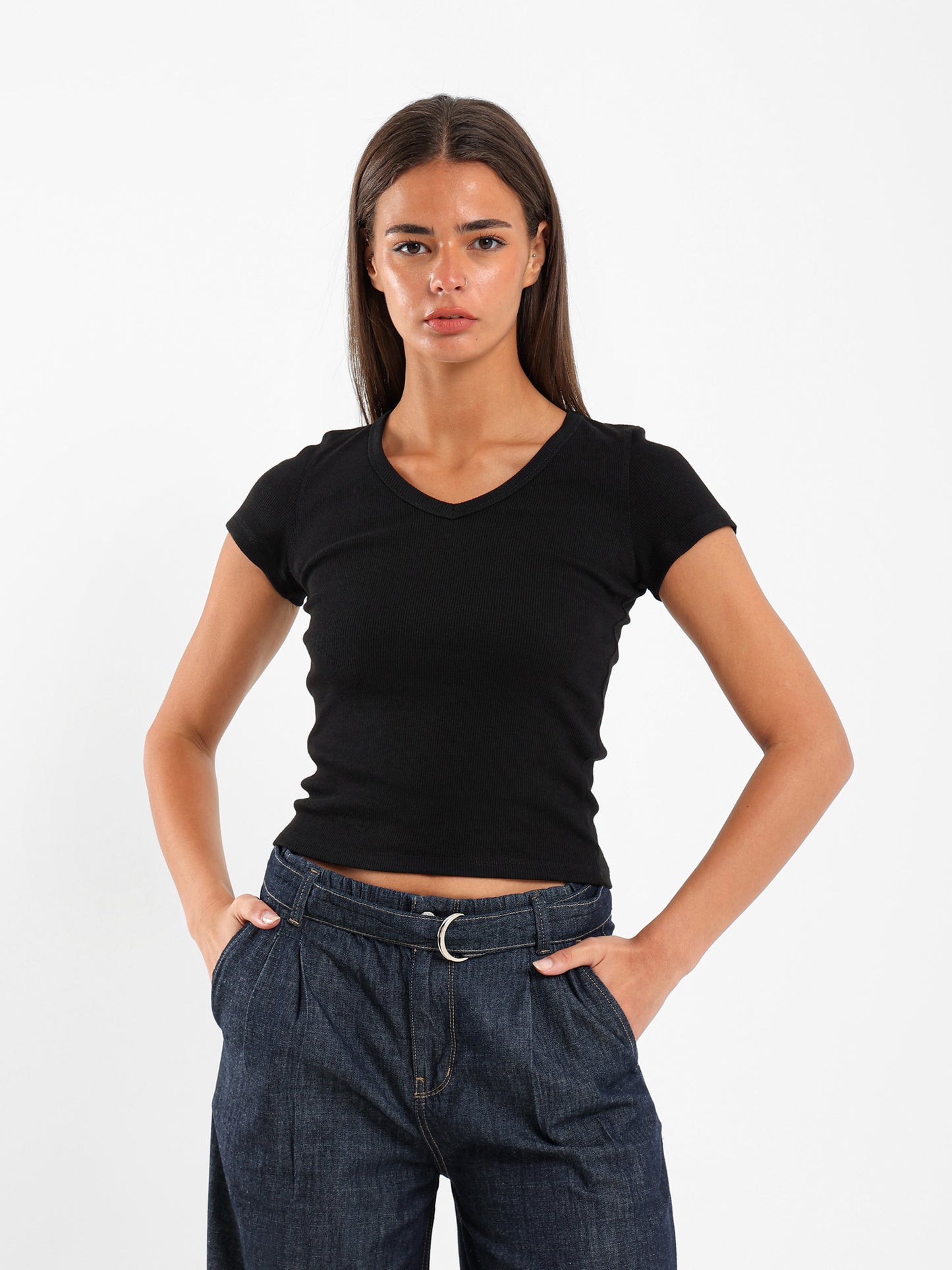 V-Neck Cropped Derby Top