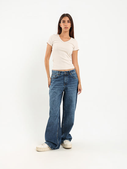 V-Neck Cropped Derby Top