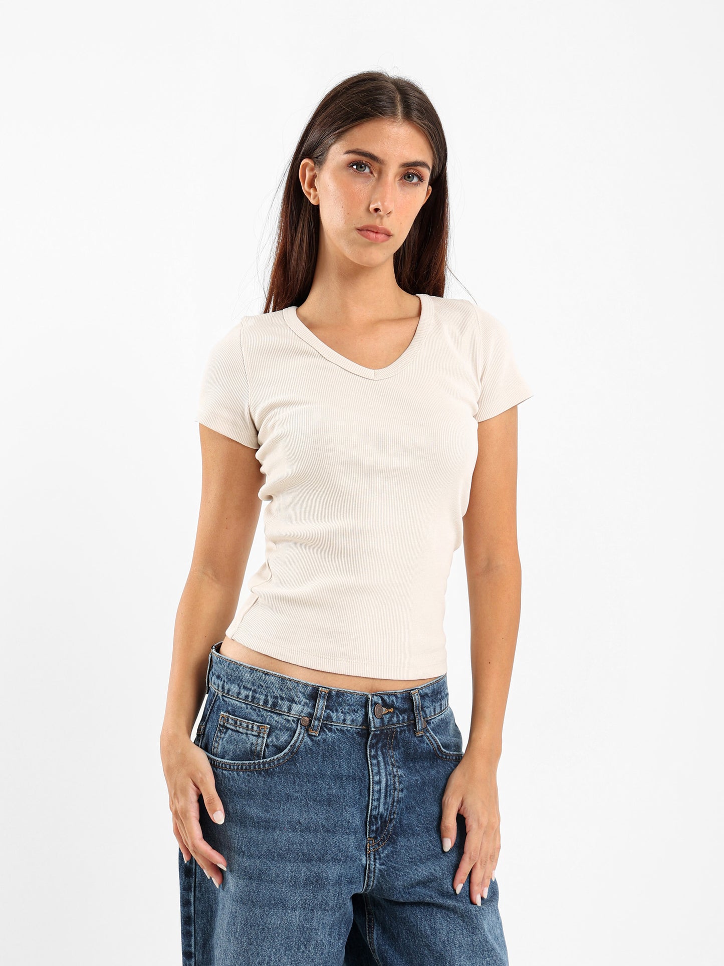 V-Neck Cropped Derby Top
