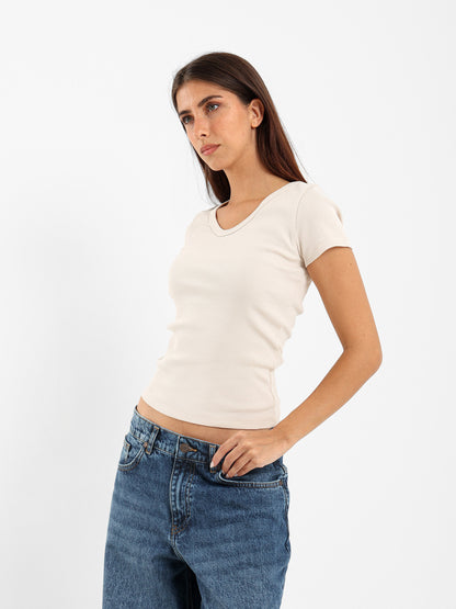 V-Neck Cropped Derby Top