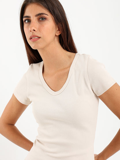V-Neck Cropped Derby Top