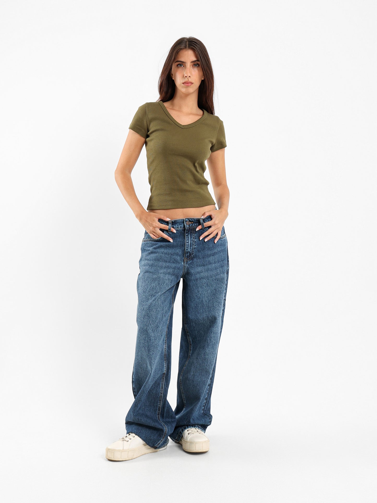 V-Neck Cropped Derby Top