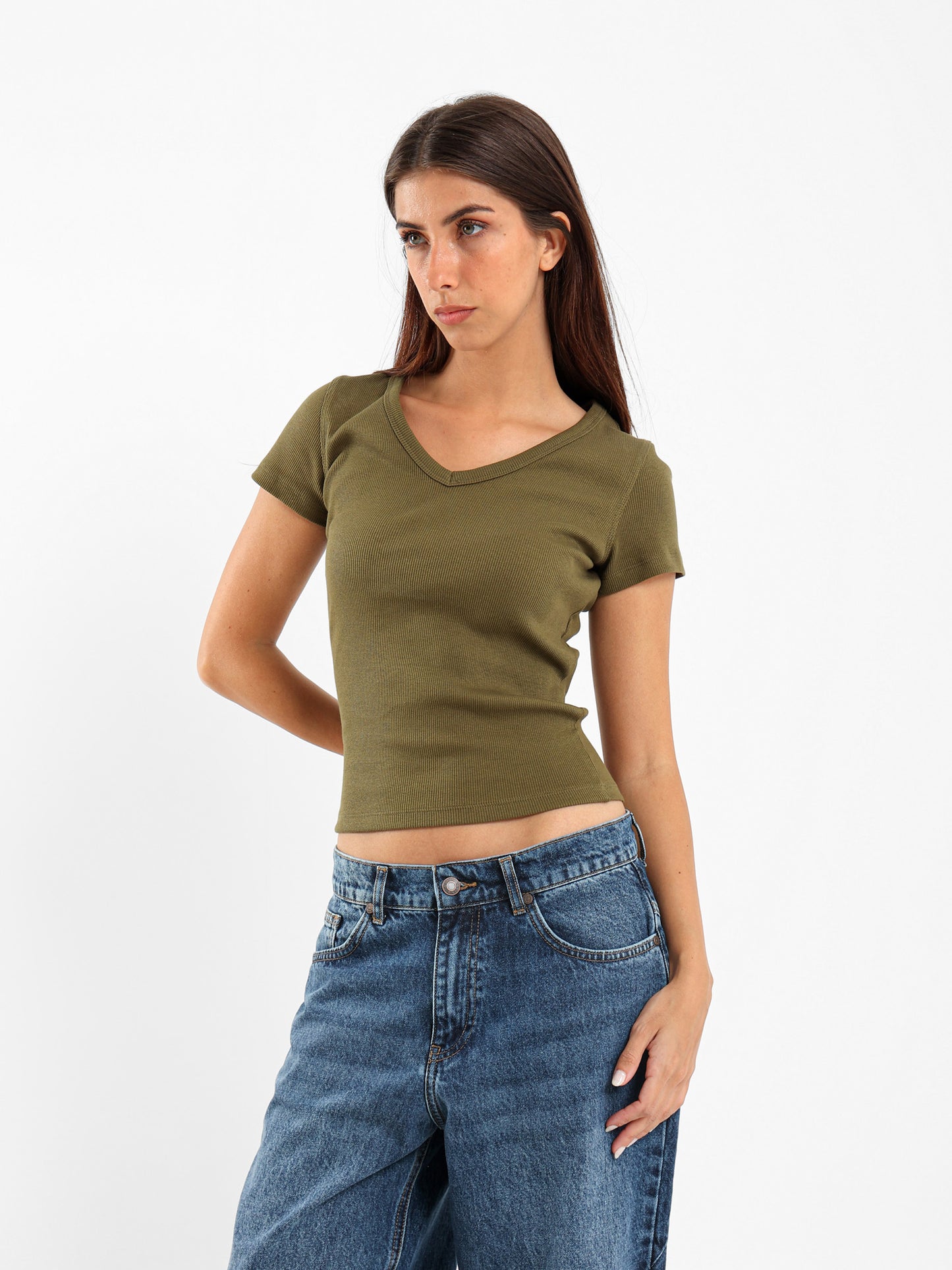 V-Neck Cropped Derby Top