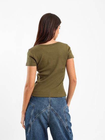 V-Neck Cropped Derby Top