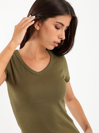 V-Neck Cropped Derby Top