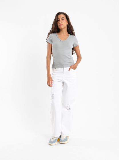 V-Neck Cropped Derby Top