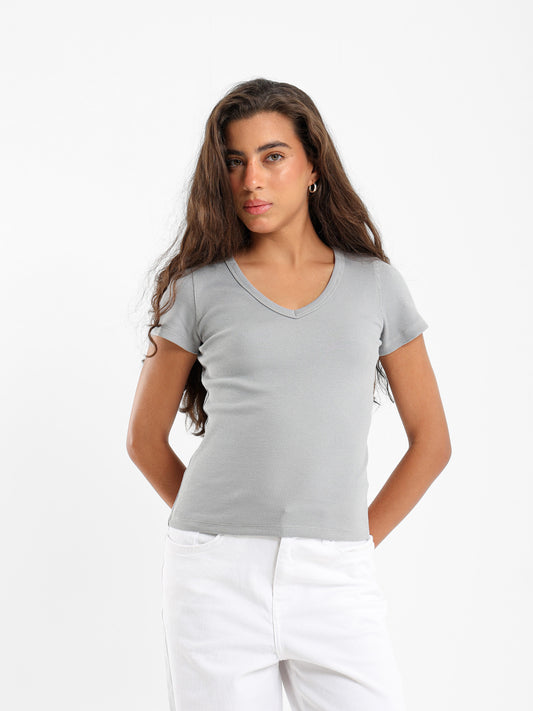 V-Neck Cropped Derby Top