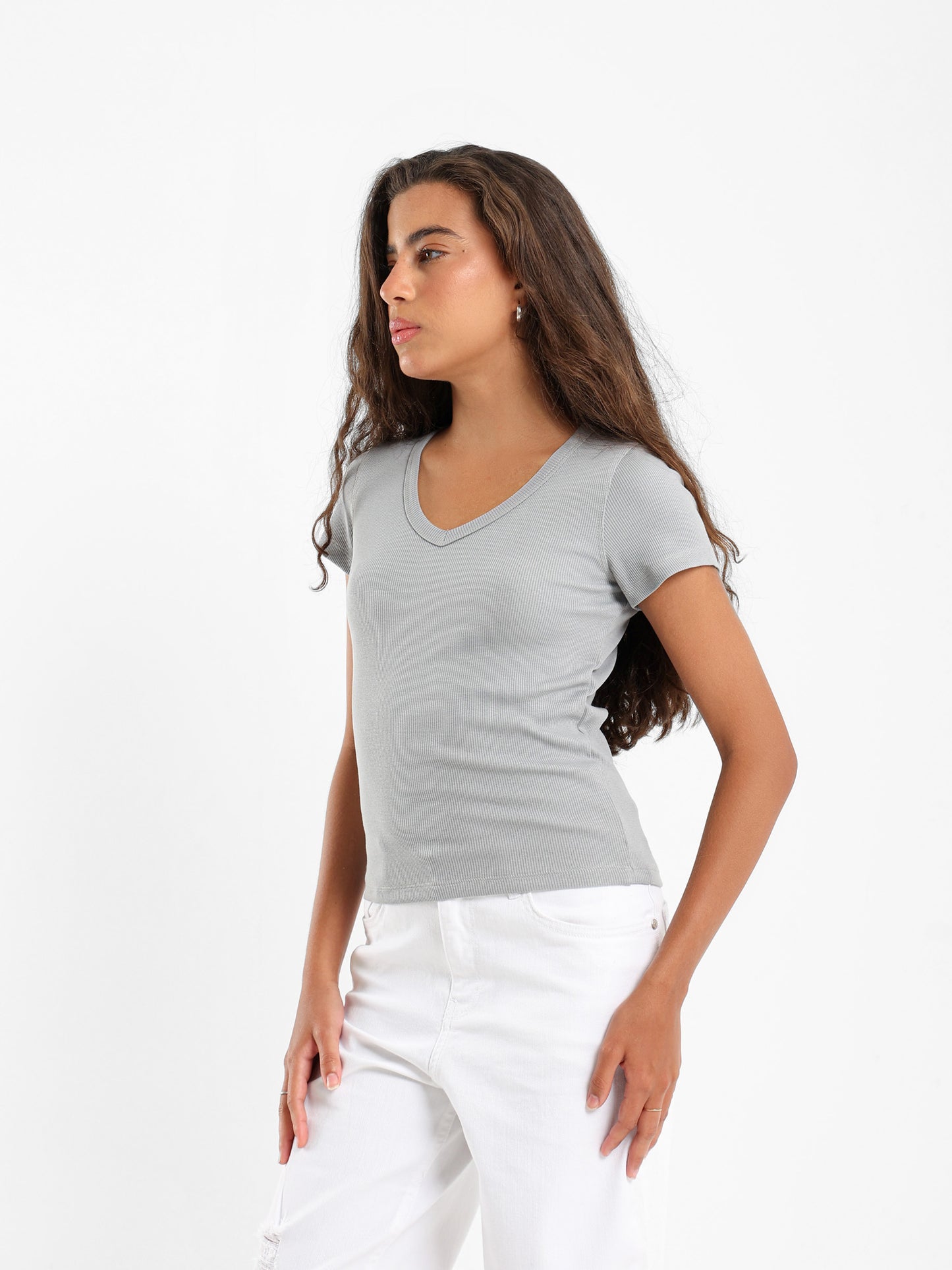 V-Neck Cropped Derby Top