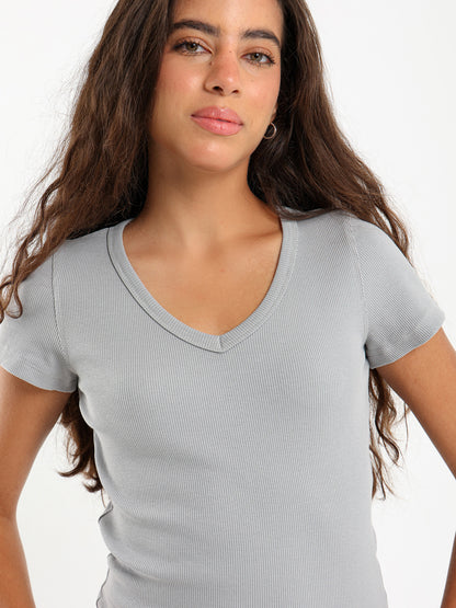 V-Neck Cropped Derby Top
