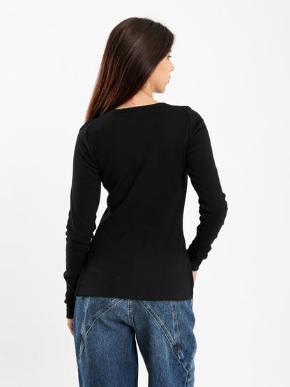 Ribbed Basic Long Sleeve Top