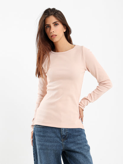 Ribbed Basic Long Sleeve Top