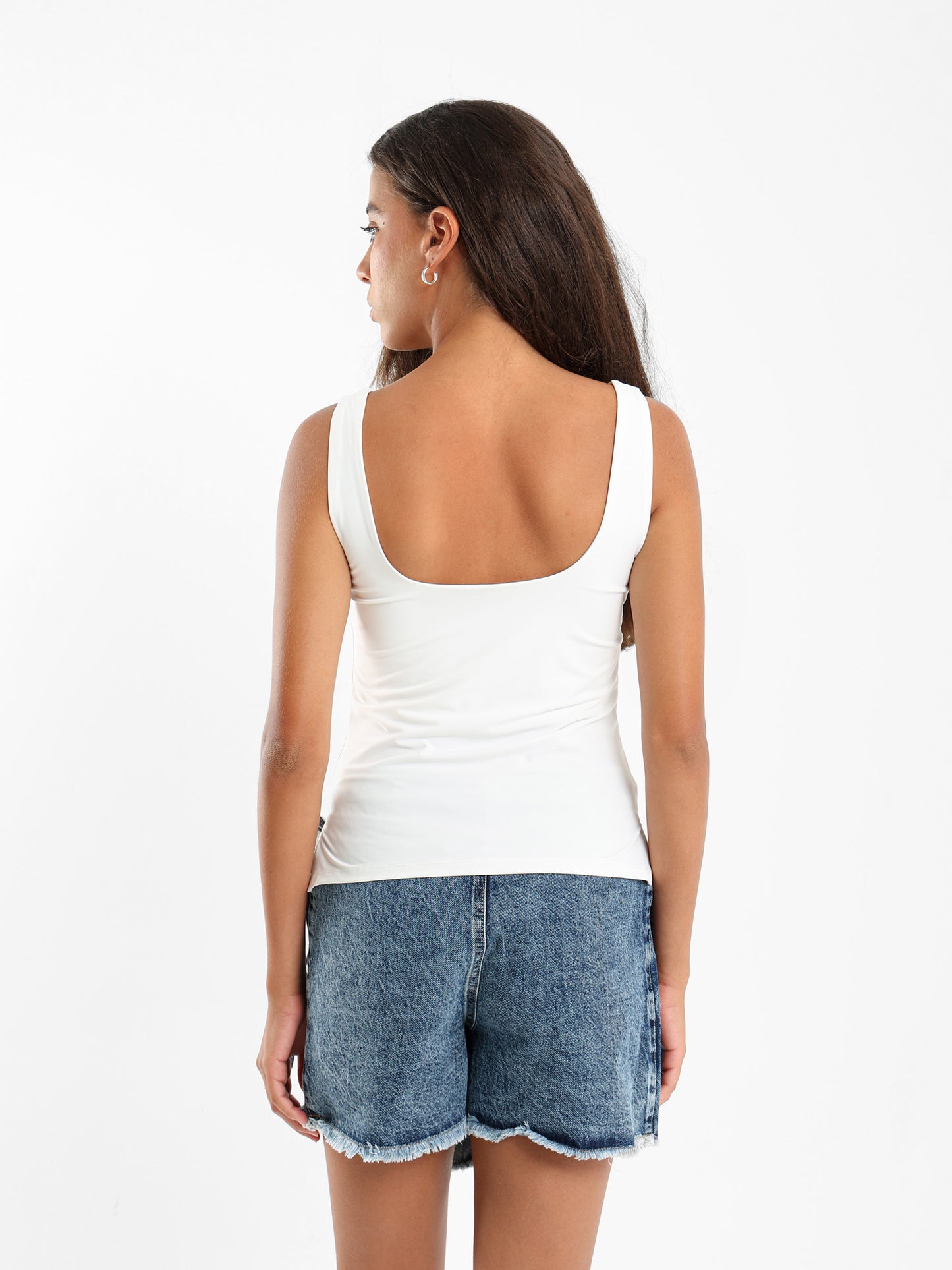 Rushed Front Scoop Neck Tank Top