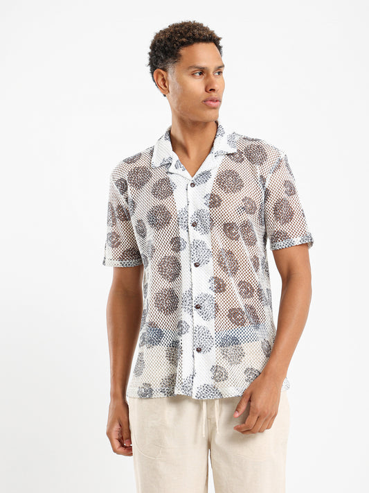 Printed Crochet Relaxed Fit Shirt