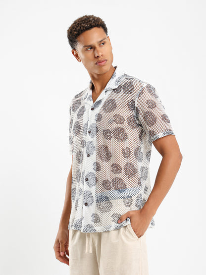 Printed Crochet Relaxed Fit Shirt