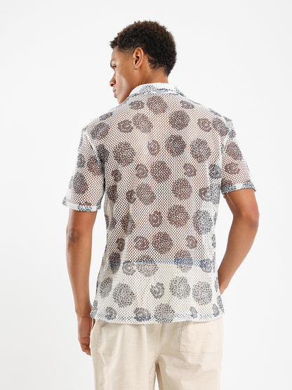 Printed Crochet Relaxed Fit Shirt