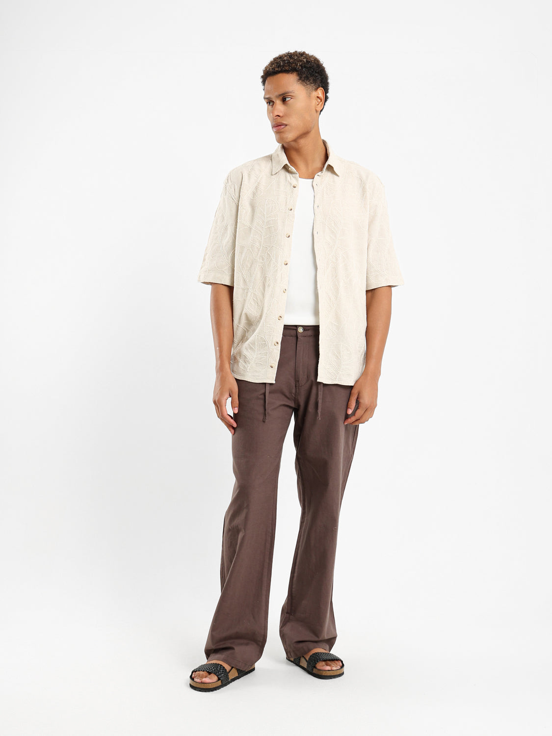 Embroidered Oversized Linen Shirt