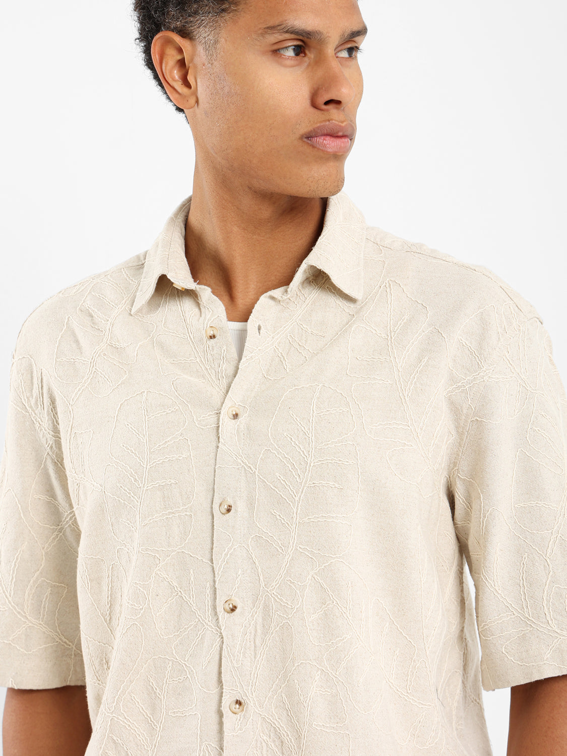 Embroidered Oversized Linen Shirt
