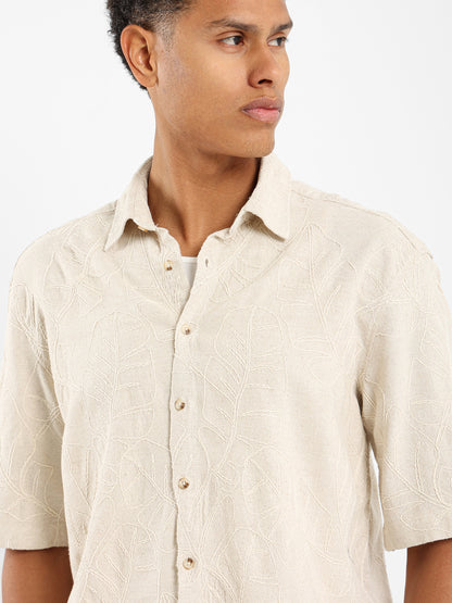Embroidered Oversized Linen Shirt