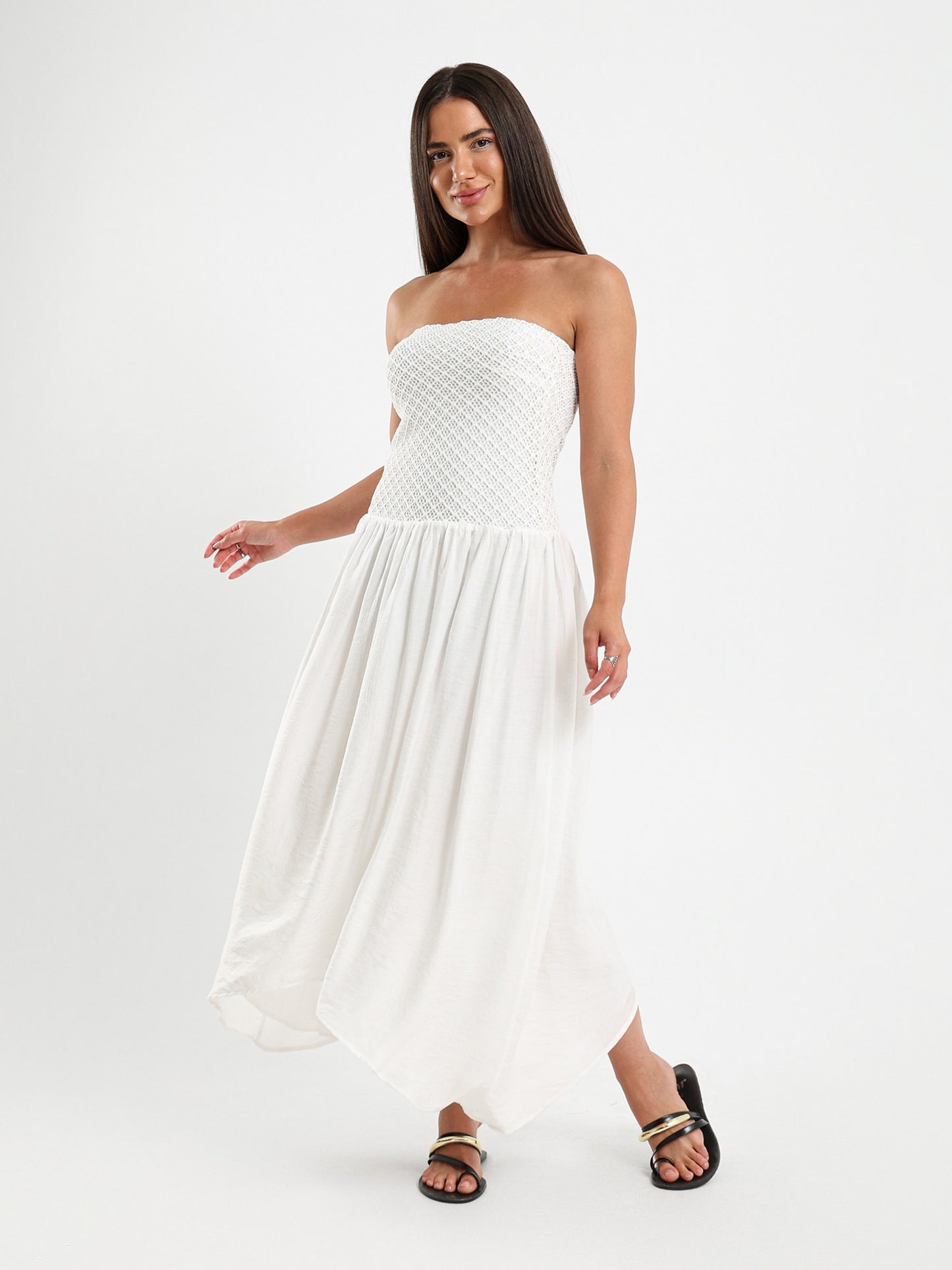 Crochet Strapless Asymmetrical Dress