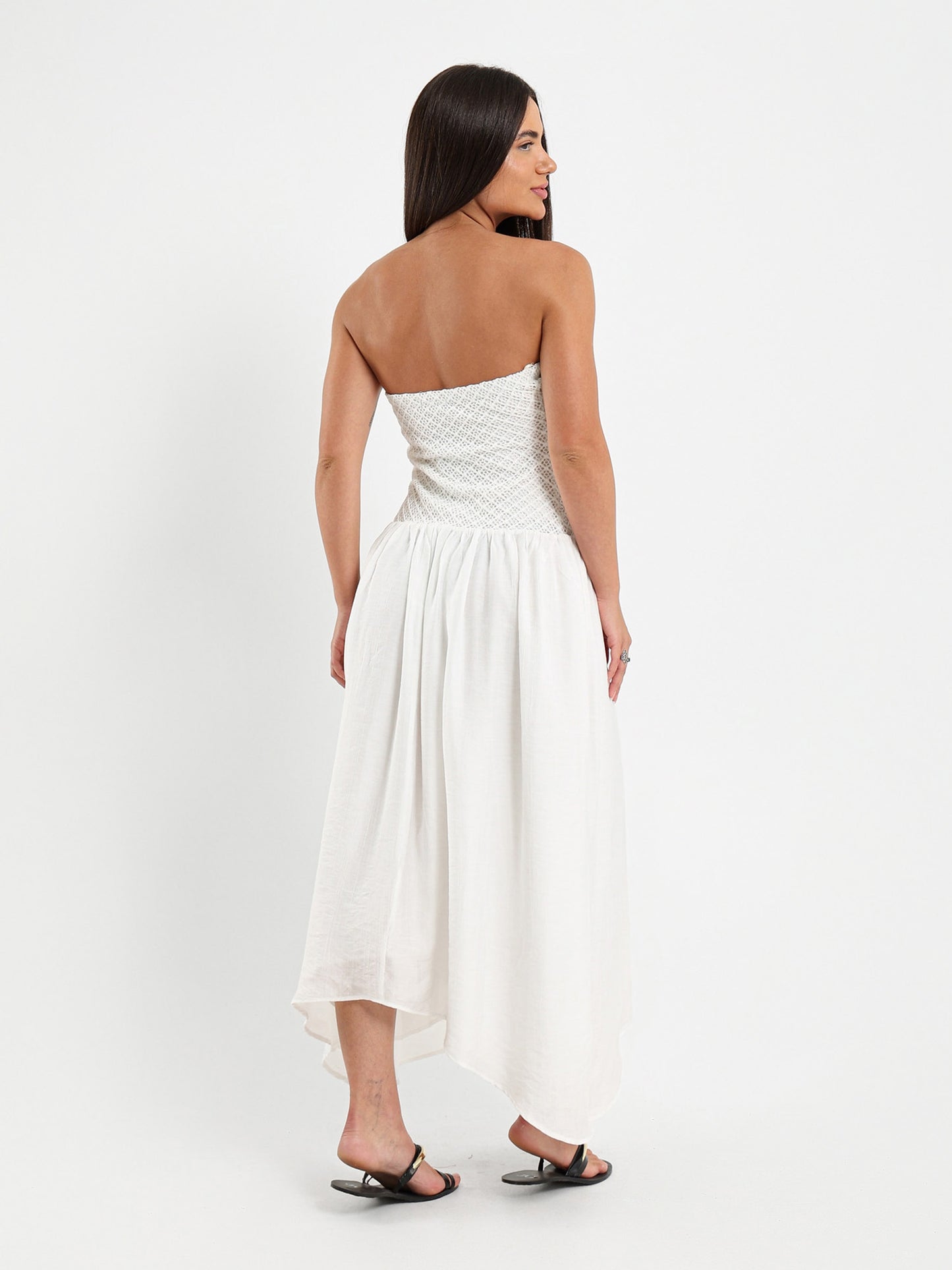 Crochet Strapless Asymmetrical Dress