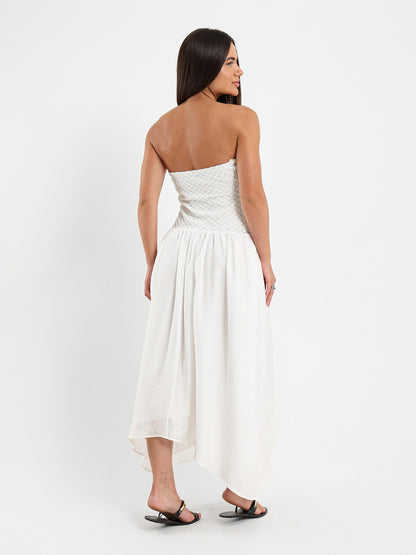 Crochet Strapless Asymmetrical Dress