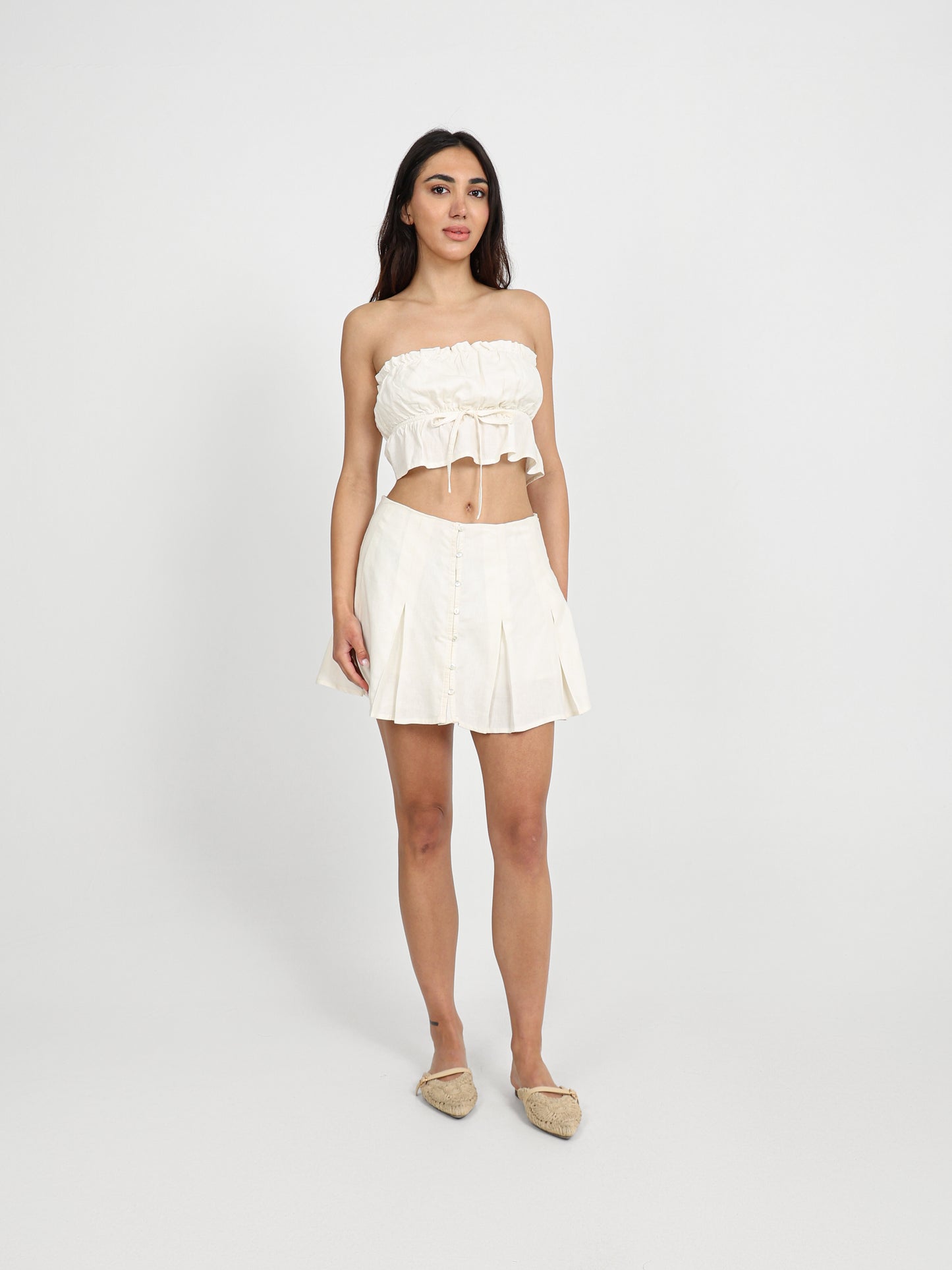 Front Buttoned Mini Skirt