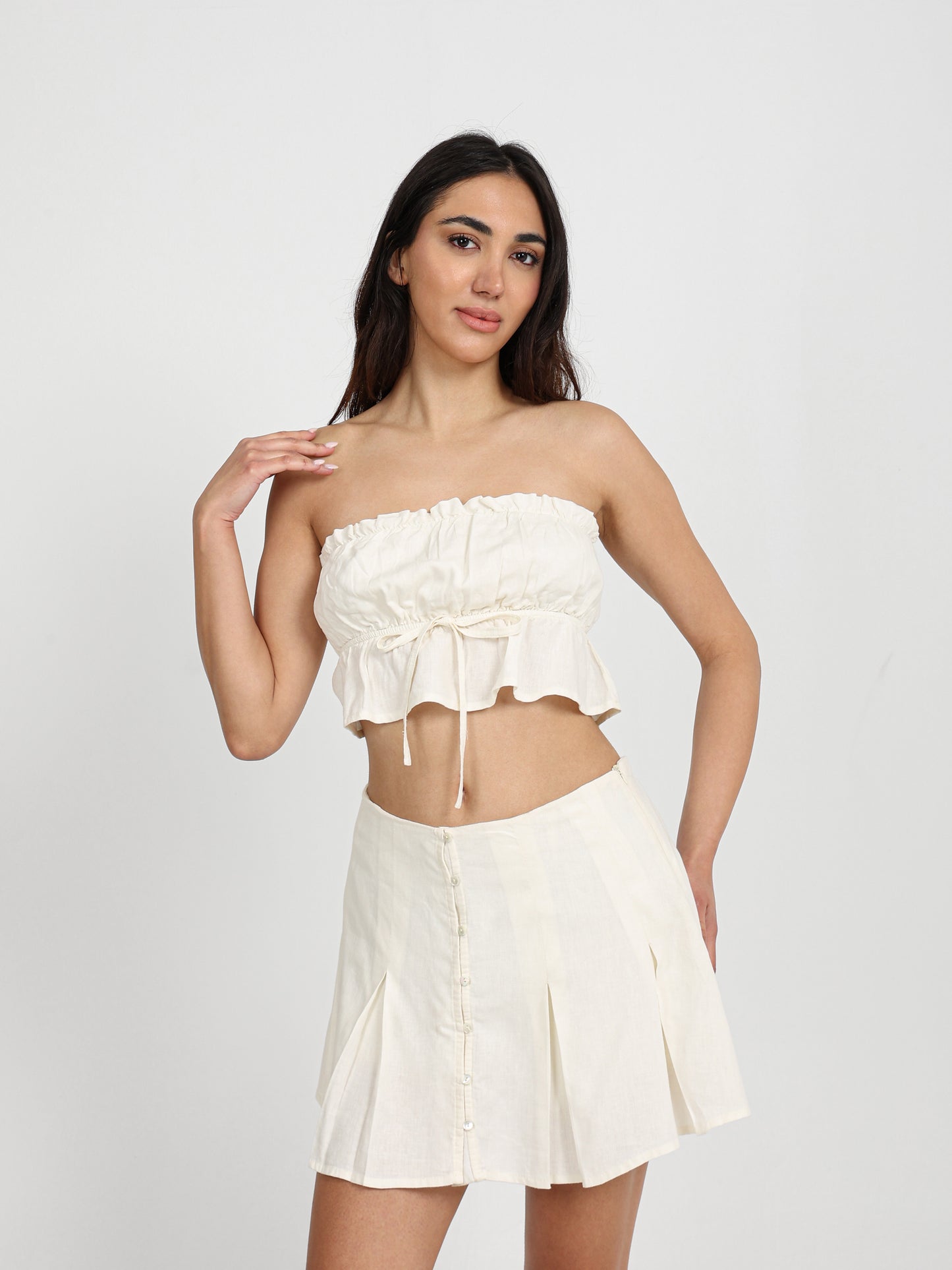 Front Tie Strapless Top
