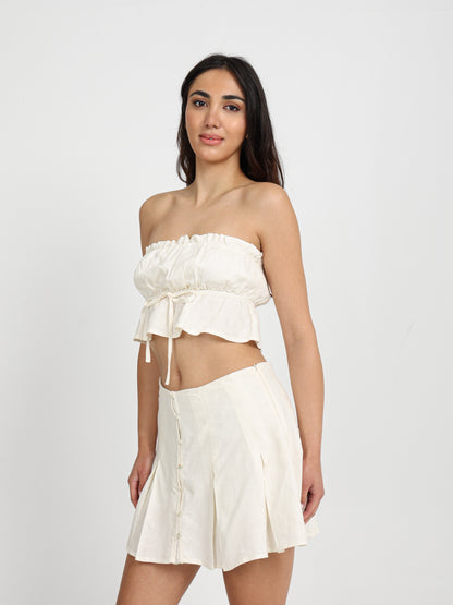 Front Tie Strapless Top