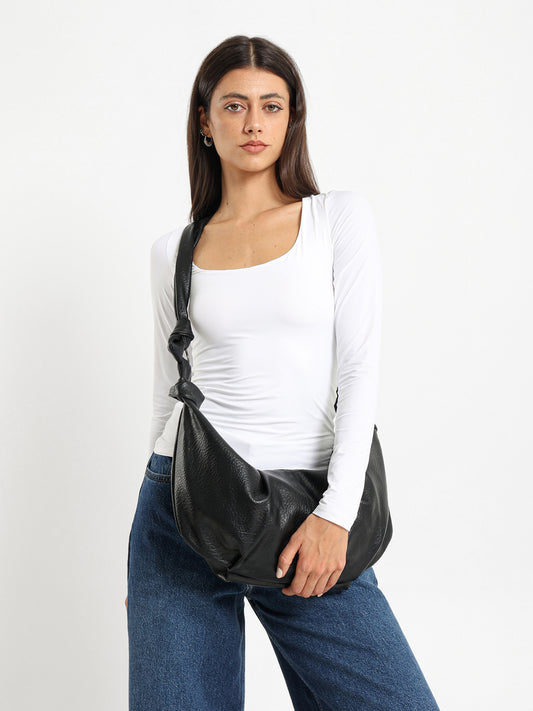 Texture Leather Crossbody Bag