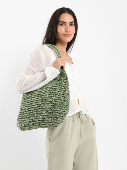 Woven Shoulder Tote Bag