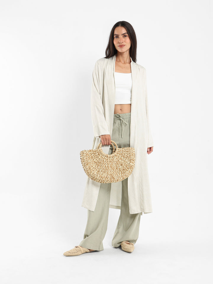 Braided Half-Moon Straw Handbag