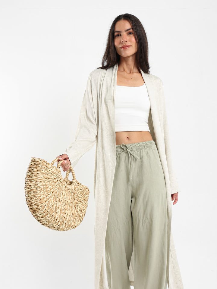 Braided Half-Moon Straw Handbag